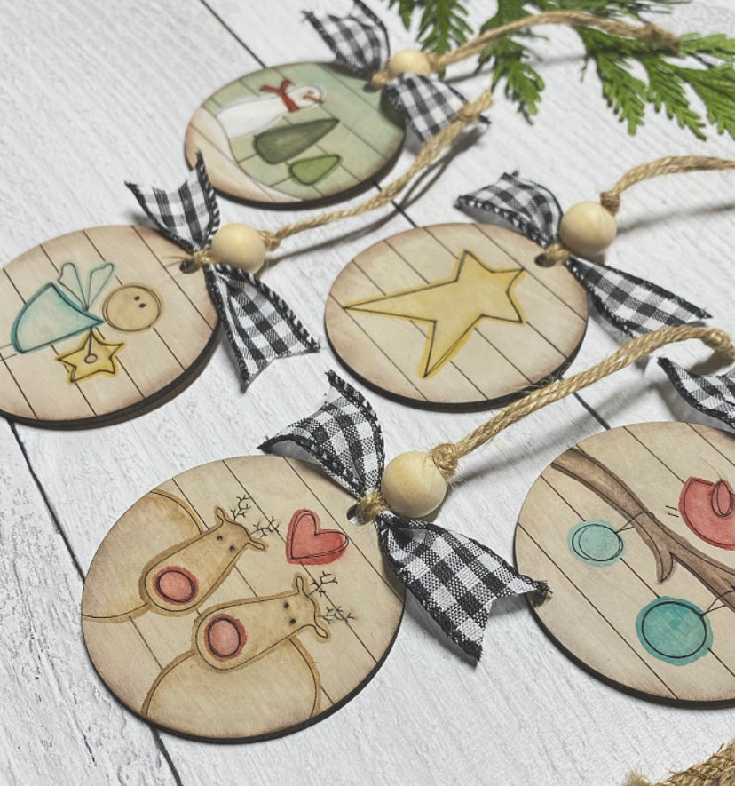 Faux Running Stitch Round Set - Wood Blank Set