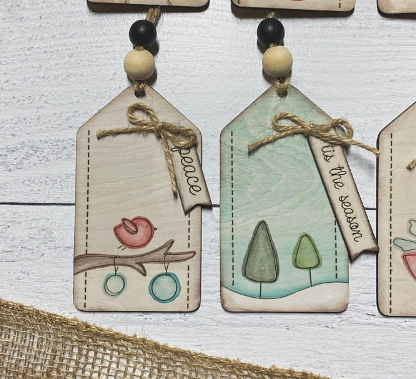 Faux Stitched Tag Set - Wood Blank Set
