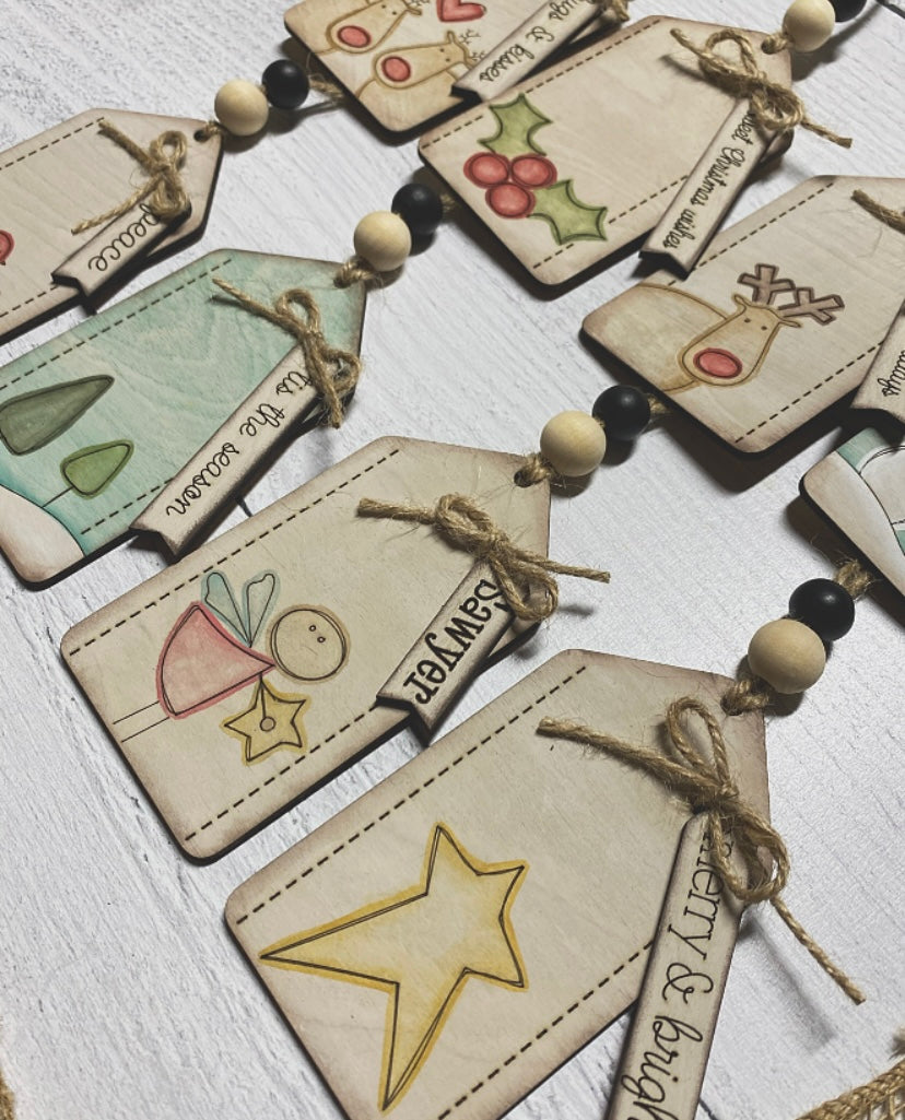 Faux Stitched Tag Set - Wood Blank Set