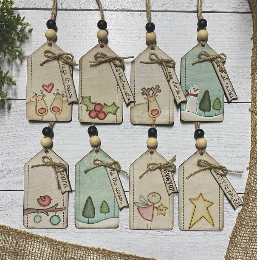 Faux Stitched Tag Set - Wood Blank Set