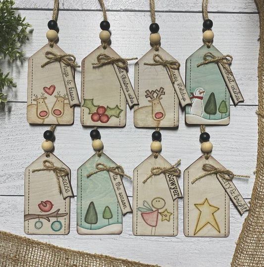 Faux Stitched Tag Set - Wood Blank Set
