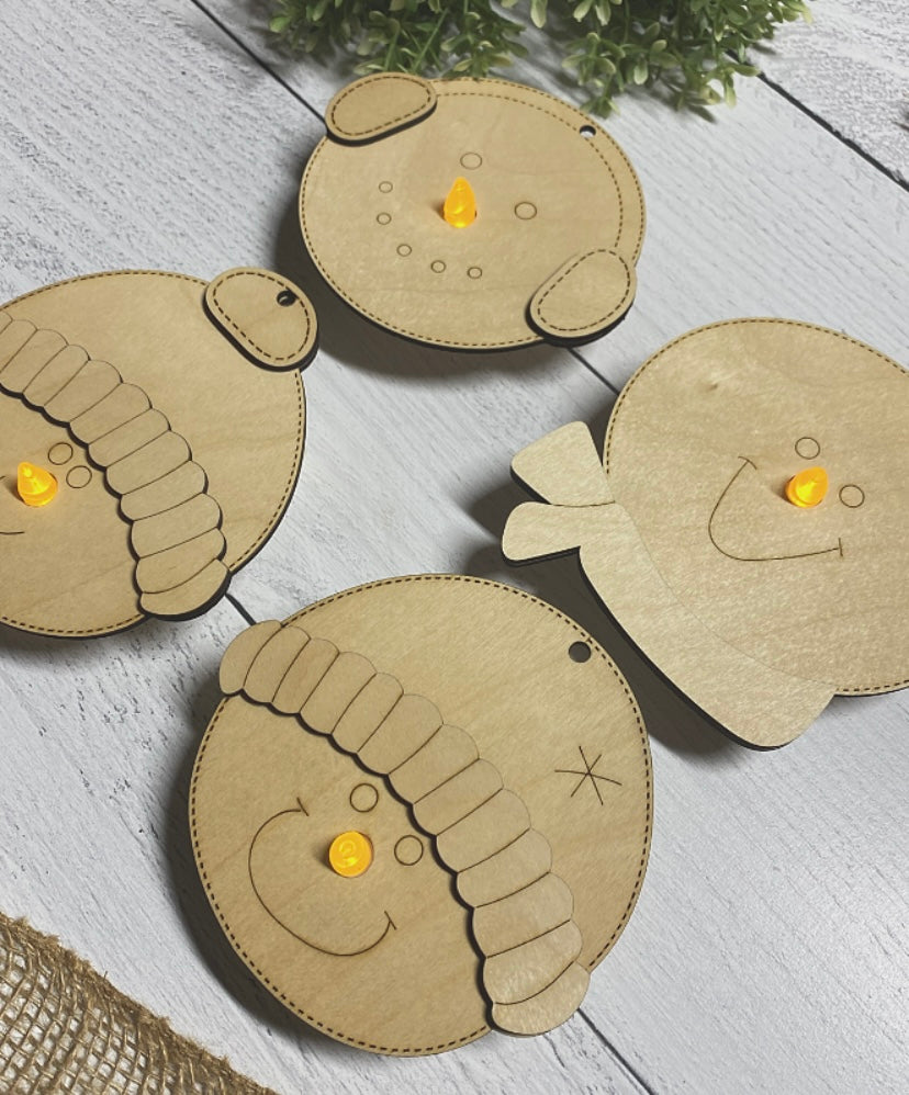 Snowman Tea Light 5-piece Wood Blank Set