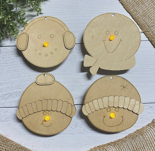 Snowman Tea Light 5-piece Wood Blank Set