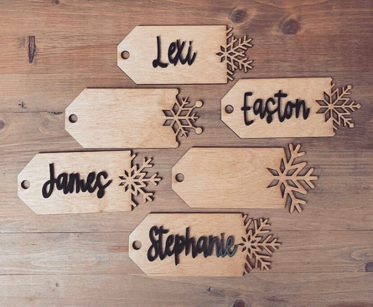 6 Snowflake Tags - Wood Blank Set