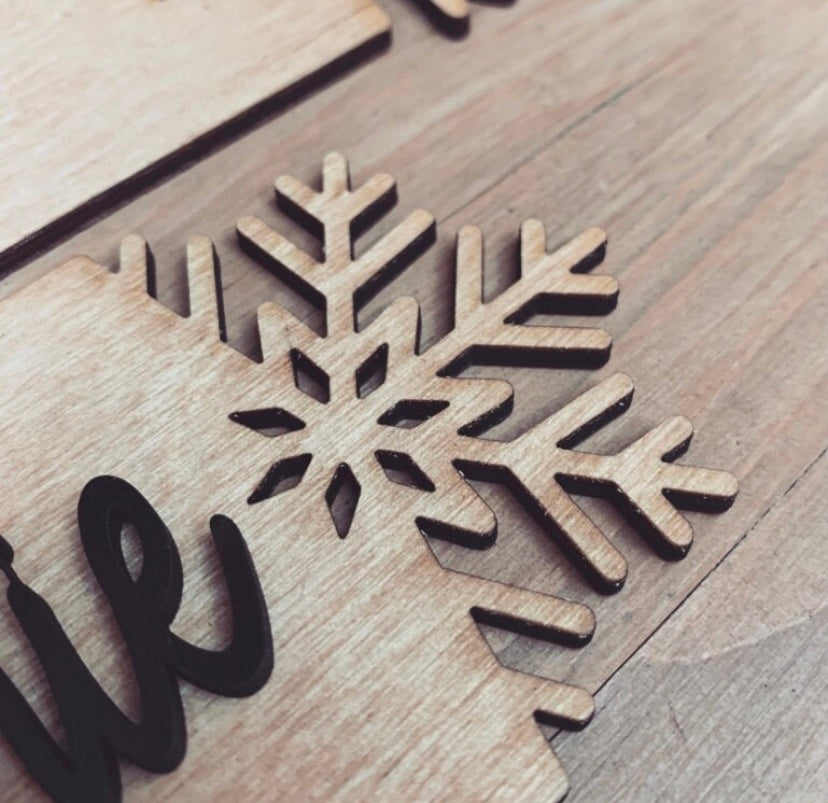 6 Snowflake Tags - Wood Blank Set