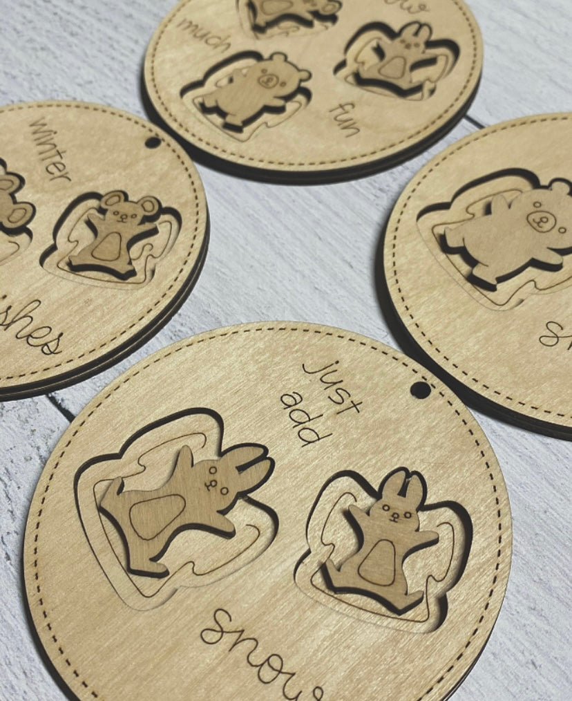 Snow Angel Ornament Wood Blank Set of 4