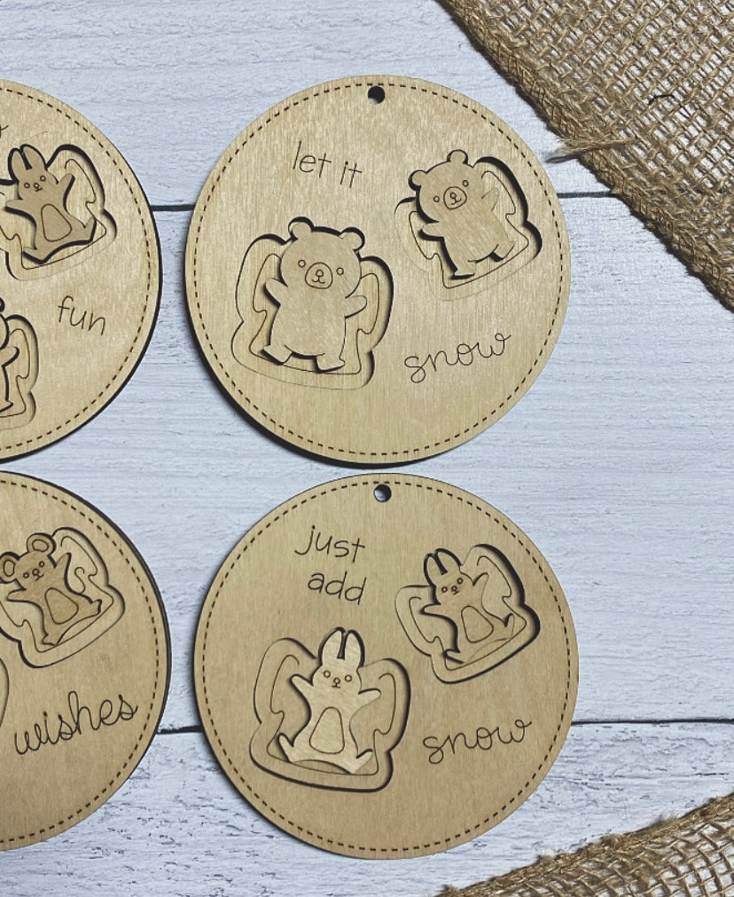 Snow Angel Ornament Wood Blank Set of 4