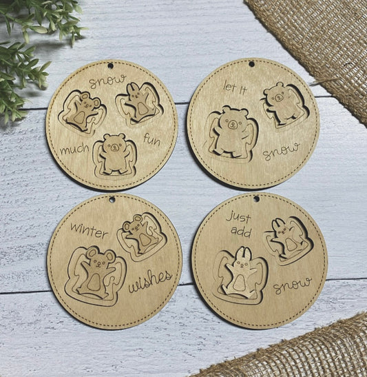 Snow Angel Ornament Wood Blank Set of 4