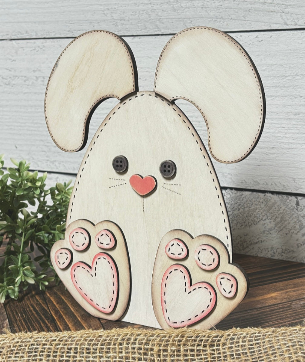 Bunny Egg Shelf Sitter w/stand - Wood Blank
