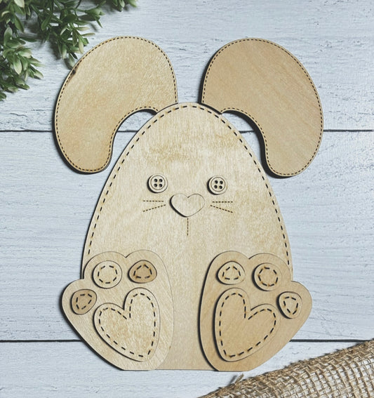 Bunny Egg Shelf Sitter w/stand - Wood Blank