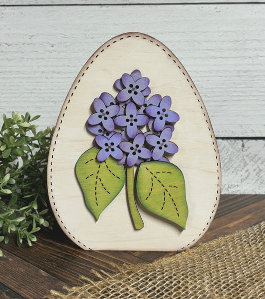 Lilac Flower Egg Shelf Sitter w/stand - Wood Blank