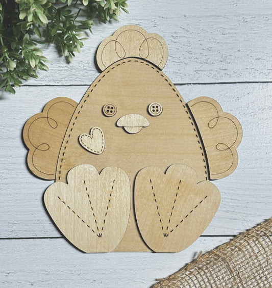 Chick Egg Shelf Sitter w/stand - Wood Blank