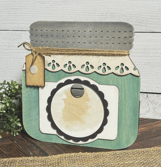 Jar Interchangeable Frame with Storage - Wood Blank