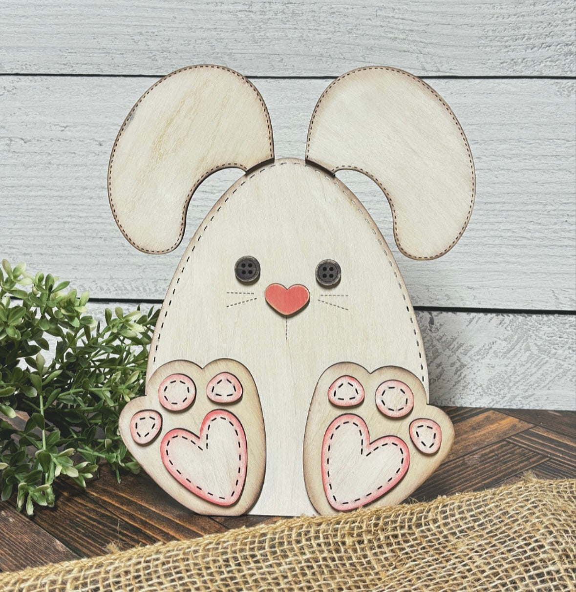 Bunny Egg Shelf Sitter w/stand - Wood Blank
