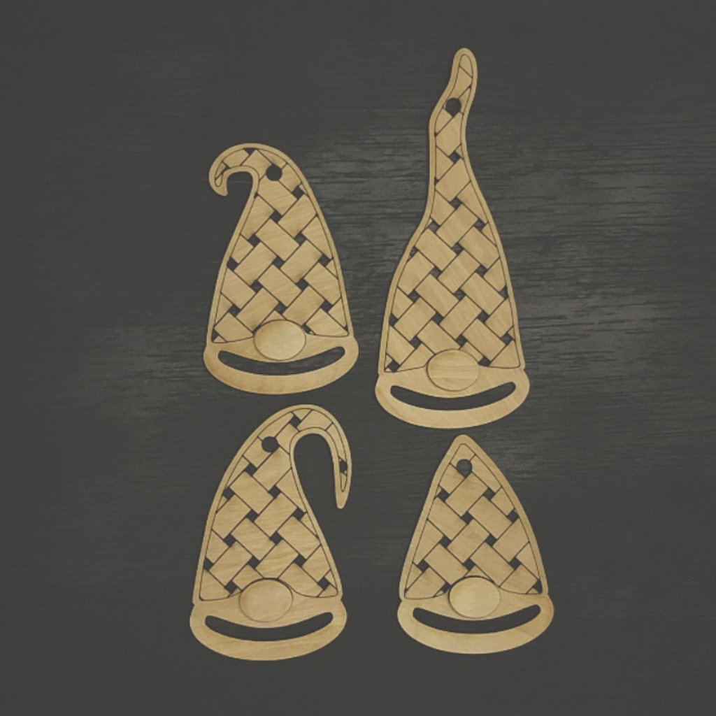 Weave Gnome Macrame Beard Wood Blank Ornament Set of 4