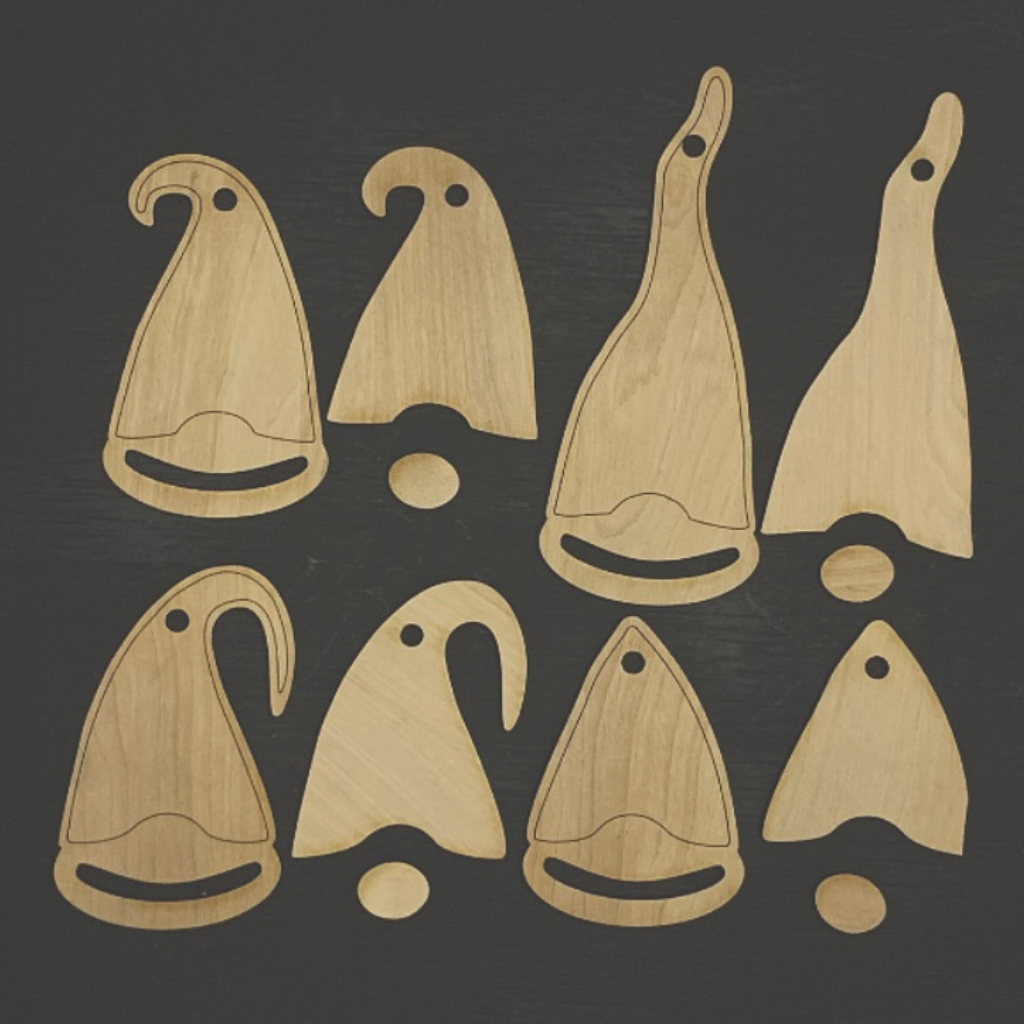 Gnome Macrame Beard Wood Blank Ornament Set of 4