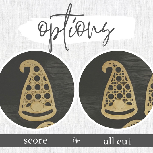 Rattan Gnome Macrame Beard Wood Blank Ornament Set of 4