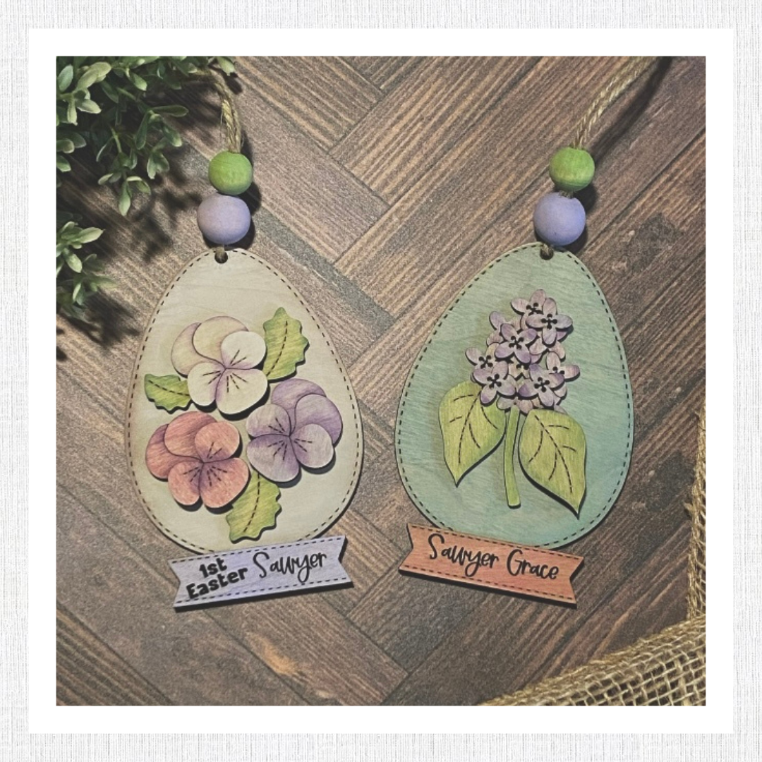 Hand Stitched Easter Eggs, Beaded Garland, Gift Tags, Lilac, Tulip, Pansy, Crocus, Lily of the Valley, Daffodil, Gift, Digital SVG File Only