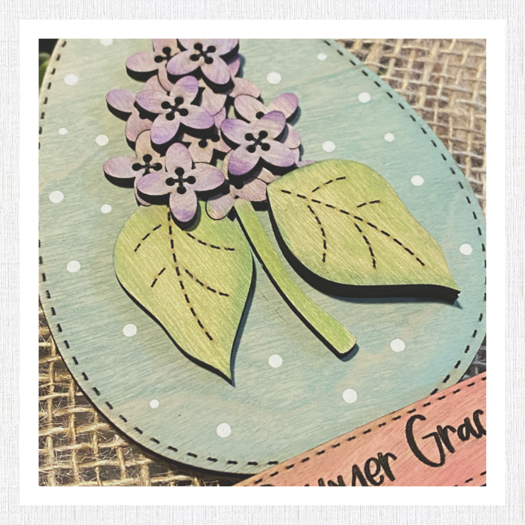 Hand Stitched Easter Eggs, Beaded Garland, Gift Tags, Lilac, Tulip, Pansy, Crocus, Lily of the Valley, Daffodil, Gift, Digital SVG File Only