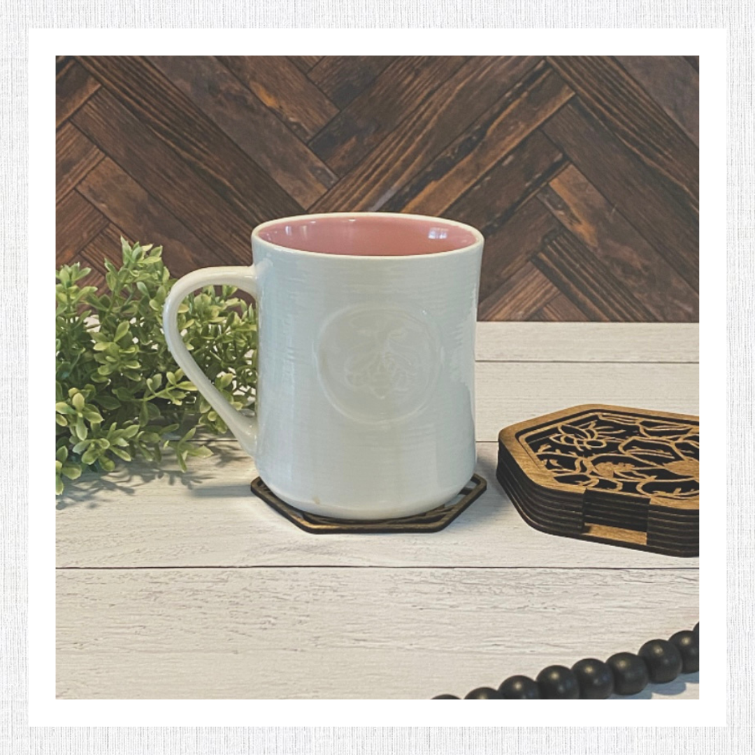 Bee and Flower Coasters, Intricate, Gift Ideas, Non-seasonal, Wood, Craft Show Filler, Farmers Market, Honey, Coffee, Digital SVG File Only