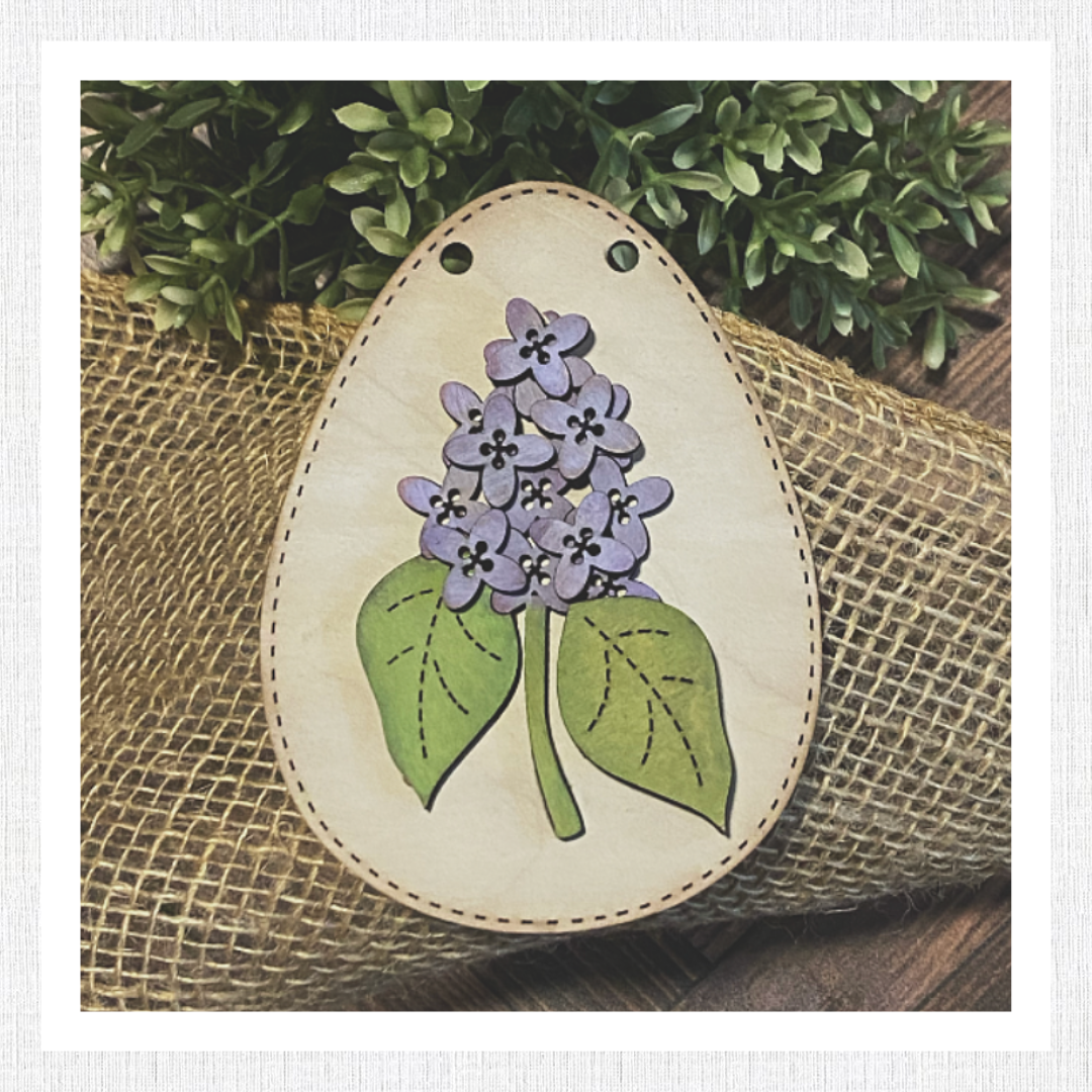 WOOD BLANK Hand Stitched Looking Easter Eggs. TAGS SINGLE HOLE