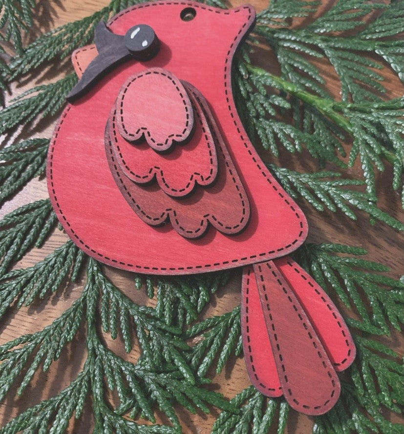 Hand Stitched Looking Cardinal Ornament!