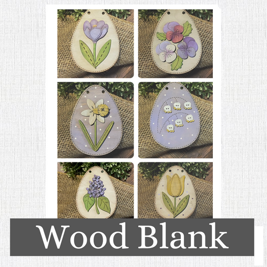 WOOD BLANK Hand Stitched Looking Easter Eggs. TAGS SINGLE HOLE