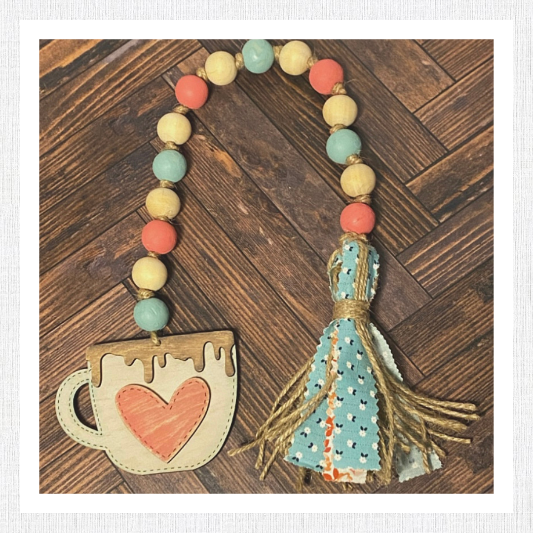 WOOD BLANK Heart, Hot Air Balloon, Bee, Button Flower Mug Set