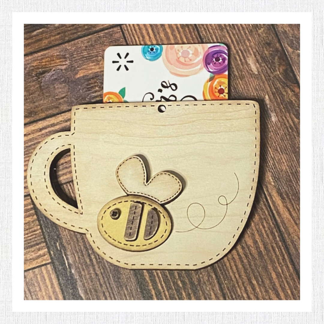 WOOD BLANK Heart, Hot Air Balloon, Bee, Button Flower Mug Set