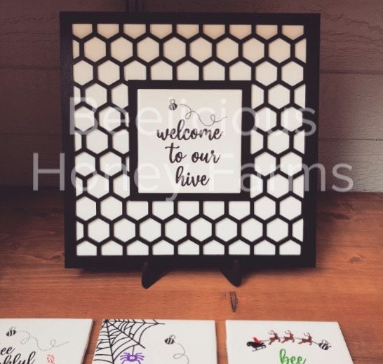 12 with extras! Bee Themed Holiday and Seasonal Interchangeable Ceramic Tile Template Digital SVG Files Instant Download Laser Cutting