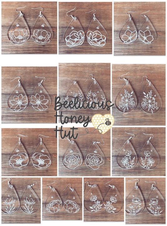 13 Bee in the Wildflowers Earrings File! Earring Template SVG Bundle
