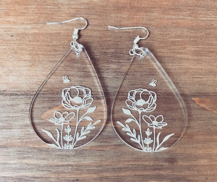 13 Bee in the Wildflowers Earrings File! Earring Template SVG Bundle