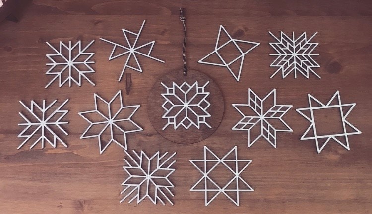 12 Quilt Block Christmas Ornaments, Template SVG Bundle