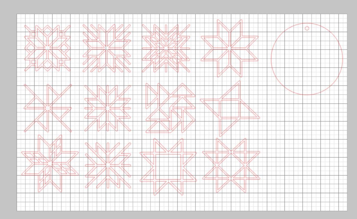 12 Quilt Block Christmas Ornaments, Template SVG Bundle