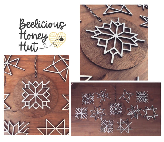 12 Quilt Block Christmas Ornaments, Template SVG Bundle