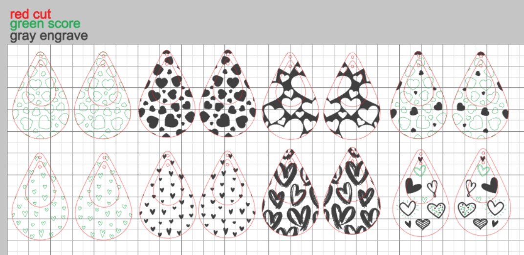 16 All About Hearts Earring Files! Optional 2 n 1 Cut Out, Dangle, Valentine's Day, Wedding, Gift, Friend, Digital File Template SVG Bundle