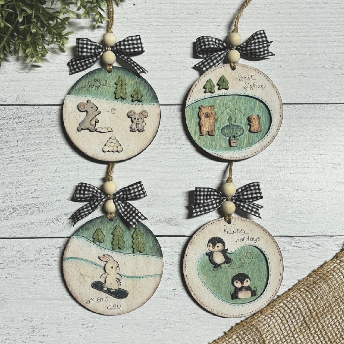 Snow Days Ornament - Wood Blank Set of 4