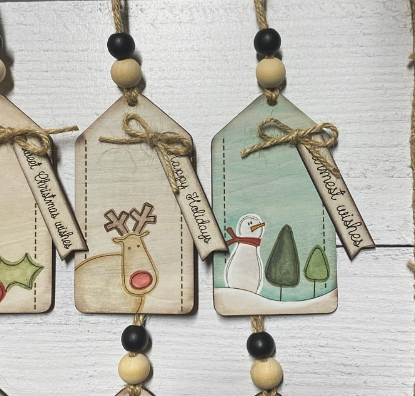 Faux Stitched Tag Set - Wood Blank Set
