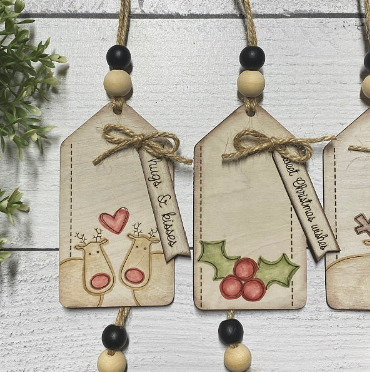 Faux Stitched Tag Set - Wood Blank Set