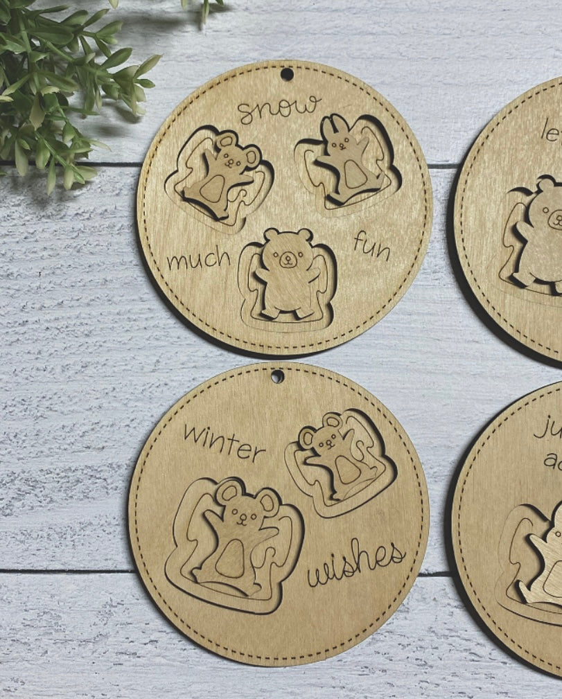 Snow Angel Ornament Wood Blank Set of 4