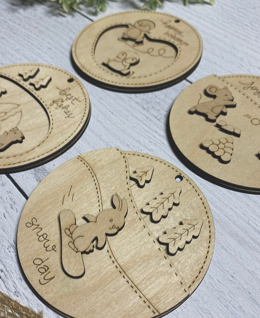 Snow Days Ornament - Wood Blank Set of 4