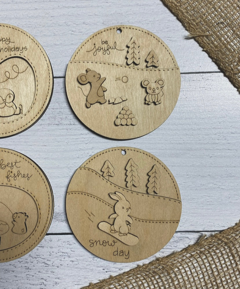 Snow Days Ornament - Wood Blank Set of 4
