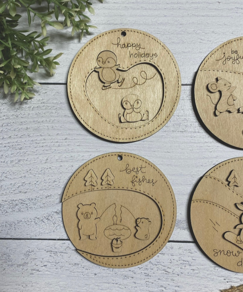 Snow Days Ornament - Wood Blank Set of 4