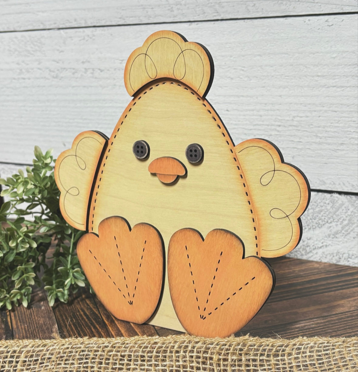 Chick Egg Shelf Sitter w/stand - Wood Blank