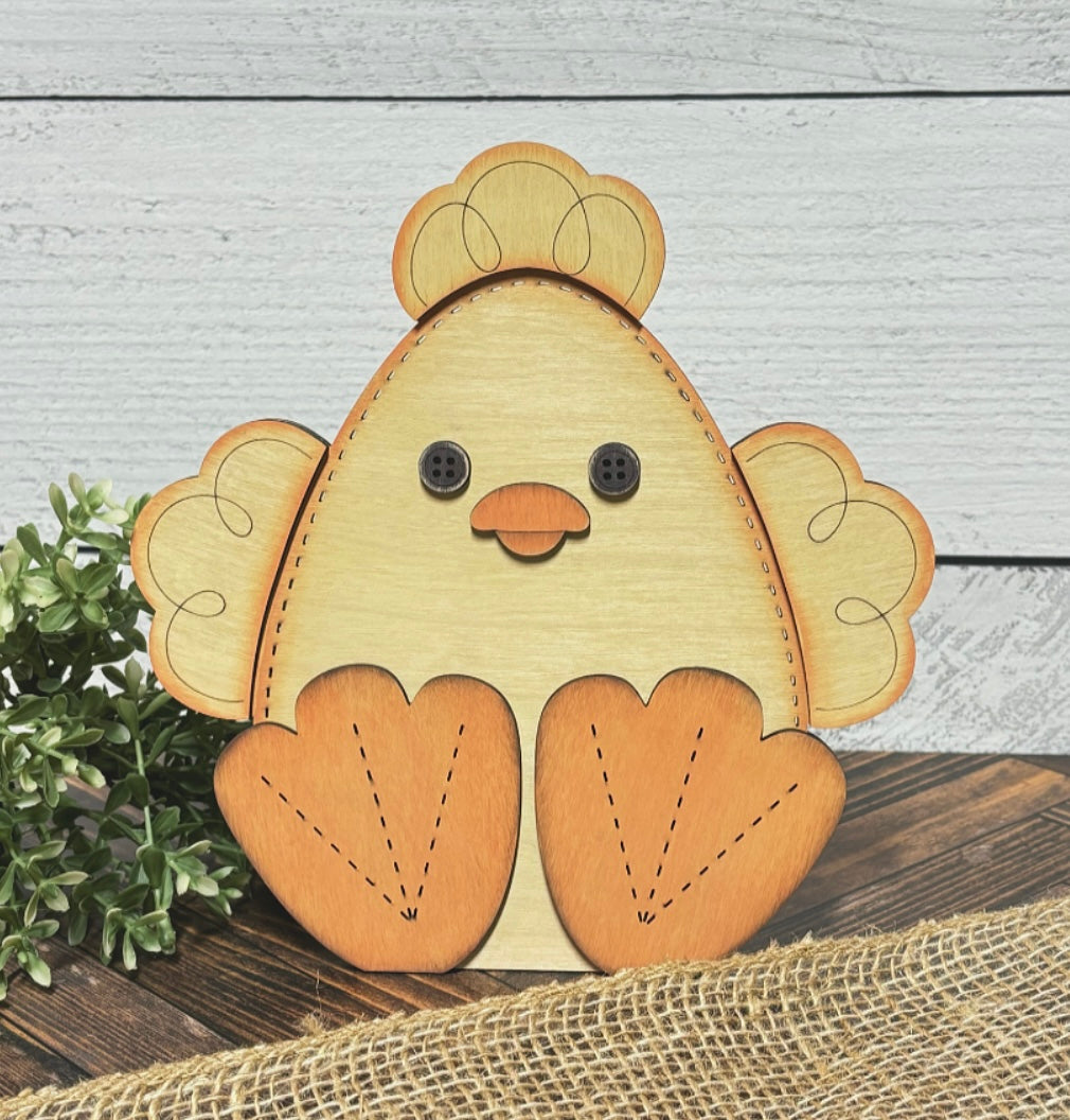 Chick Egg Shelf Sitter w/stand - Wood Blank