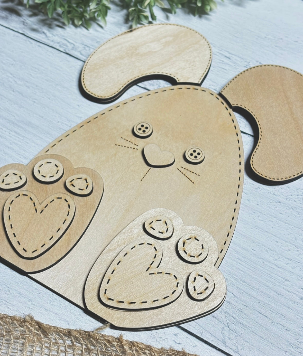 Bunny Egg Shelf Sitter w/stand - Wood Blank