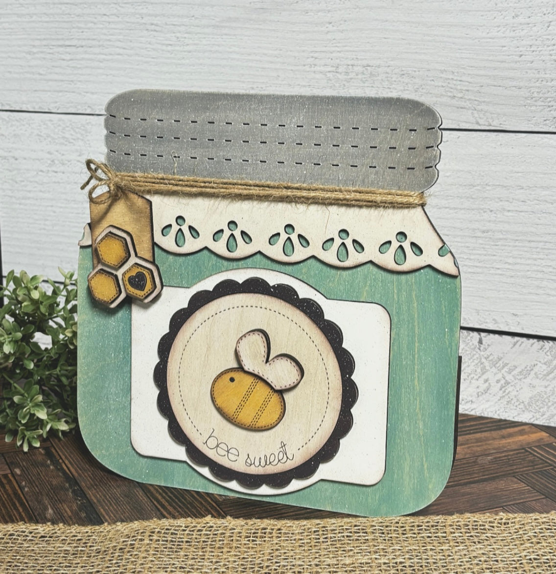 Jar Interchangeable Frame with Storage - Wood Blank