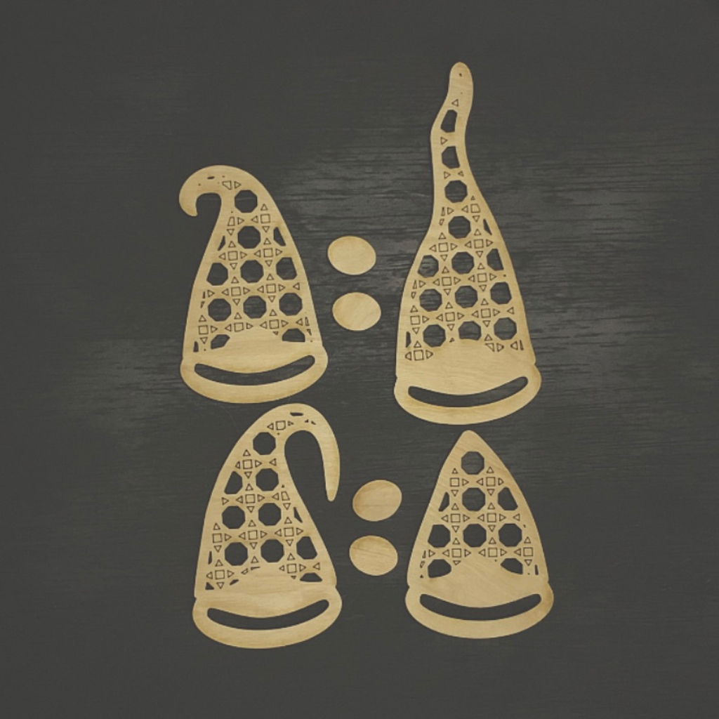 Rattan Gnome Macrame Beard Wood Blank Ornament Set of 4