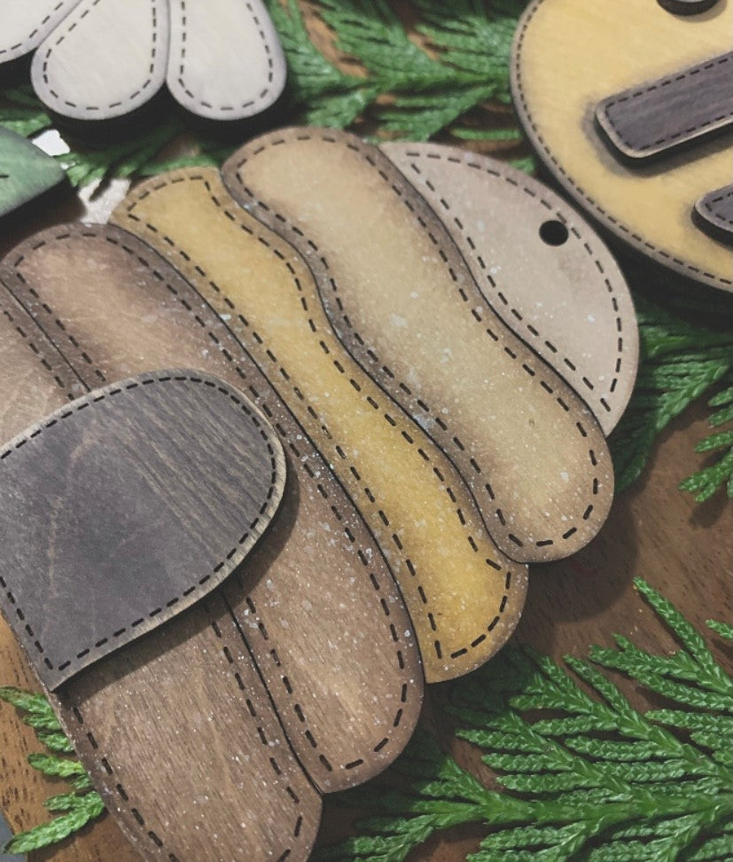 Hand Stitched Looking Bee Ornament Set! Hive, Skep, Flower, Quilt Square