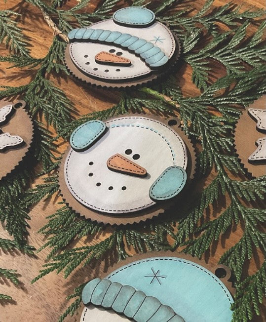 Hand Stitched Looking Snowmen and Snowflakes Ornaments!